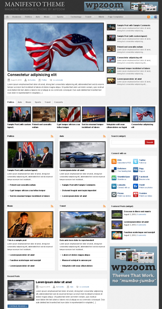Manifesto Theme from WPzoom, designed for news and article website