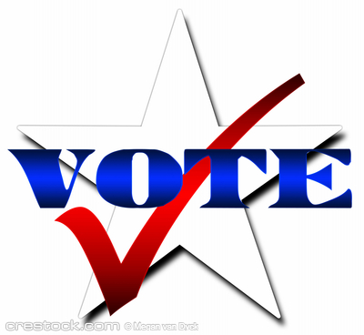 Illustration for voting featuring a white star