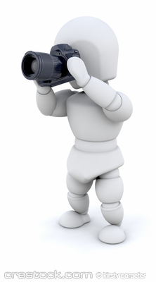 3D render of a man using a camera