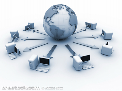 Earth globe surrounded by computers network - ...