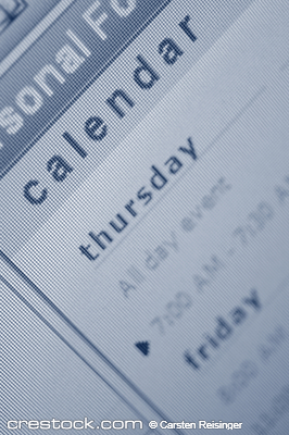 Calendar screen shot - showing agenda of the week