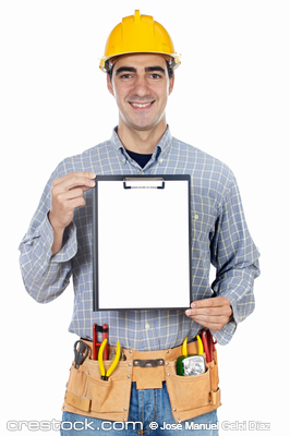 Construction worker a over white background