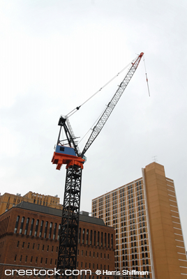 Construction crane and highrise buildings, Phi...